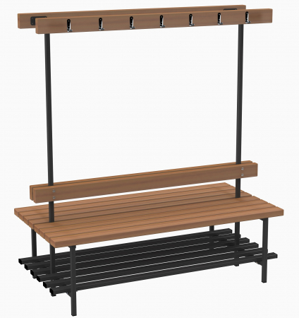 Скамья для раздевалок с вешалкой, двусторонняя 2 м