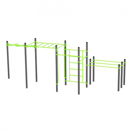 W329 Воркаут, рукоход змеевик и клас., швед стенка, 2 перекладины, брусья двойные